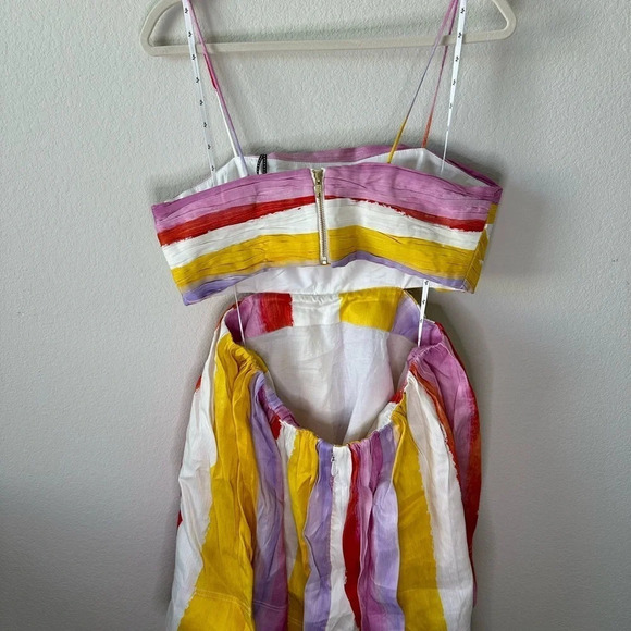 NWT AJE Aje Liza Ruched Baby Doll Dress in Aurora Stripe SZ AUS 14 US 10 - Picture 12 of 13